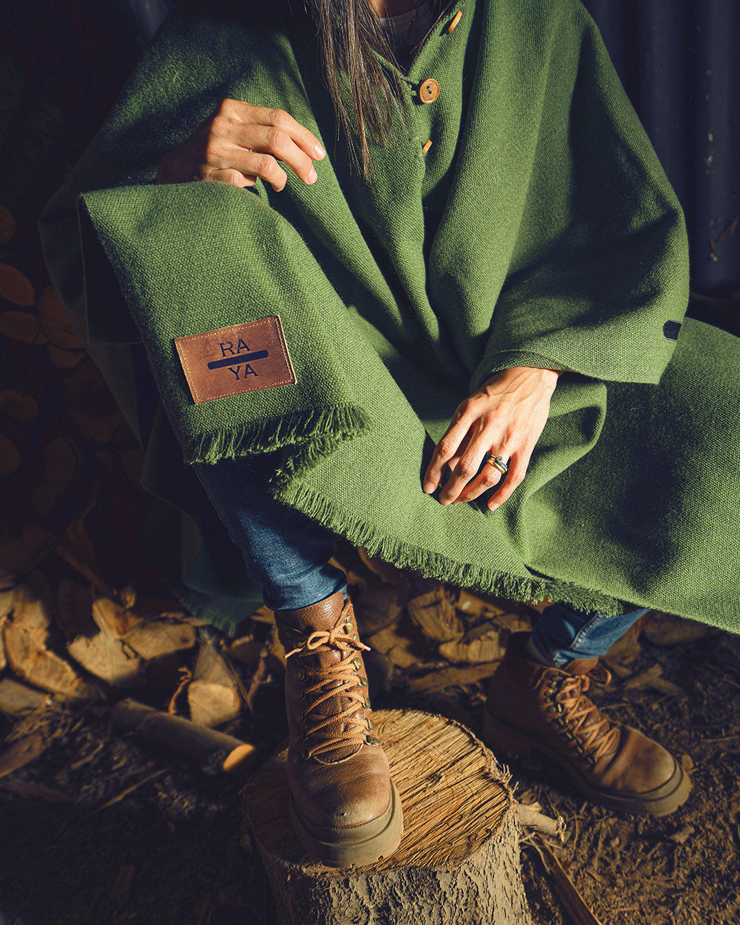 Poncho Verde + Strap anteojos de regalo